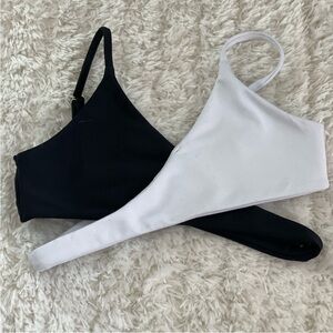 Black and white strappy dance top